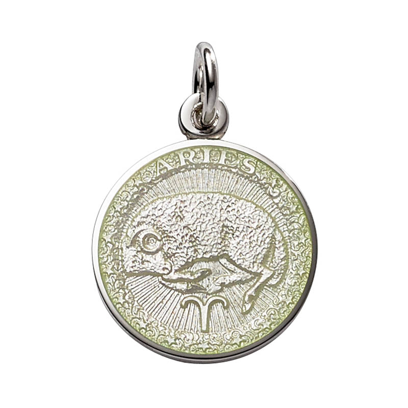 Sterling Silver Enamel Aries medal 3/4