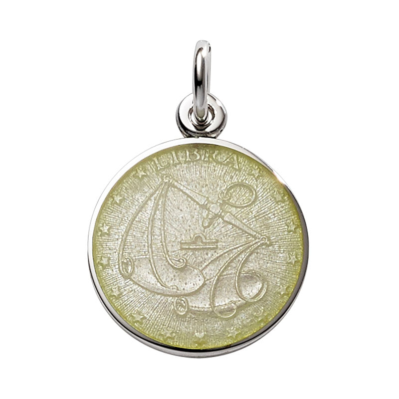 Sterling Silver Enamel Libra medal 3/4