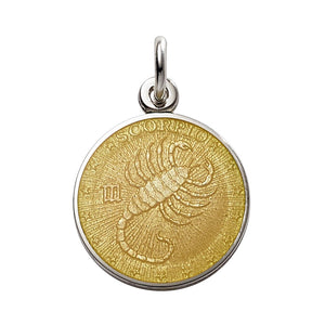 Sterling Silver Enamel Scorpio medal 3/4"-19mm-nickel size