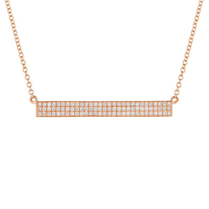 14k 0.26 Carat Diamond Bar Necklace, Available in White, Rose and Yellow Gold