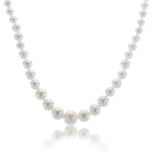 14k Yellow Gold 4.0X8.0MM 18Inch Graduated Pearl Strand
