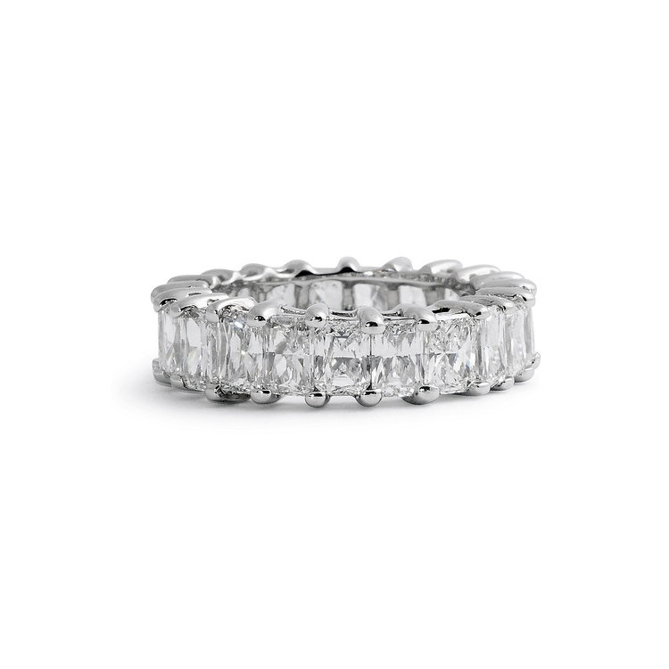 Platinum 5.10Ct F, VS1 Radiant Cut Eternity Band
