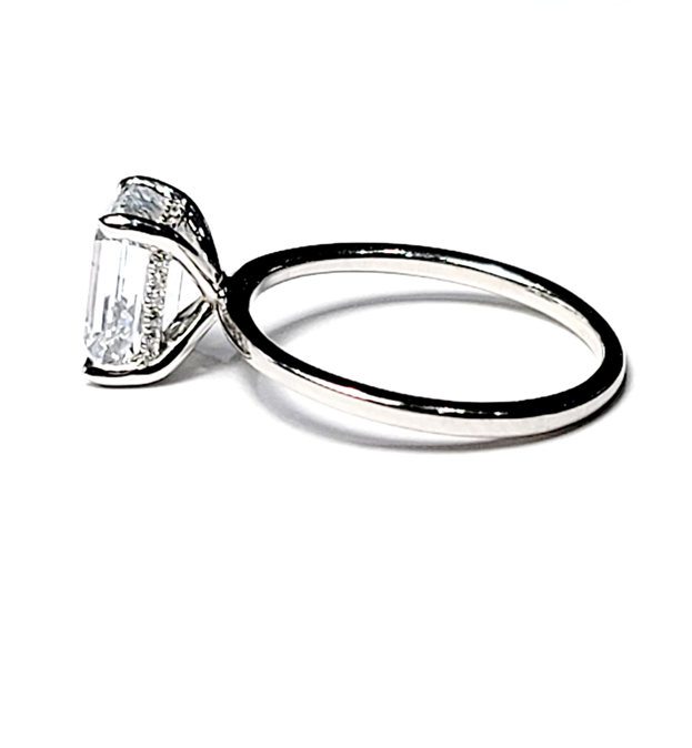 14k White Gold 2.16Ct, F, VVS2, 0.06Ct Diamond Hidden halo ALL LAB GROWN Diamonds