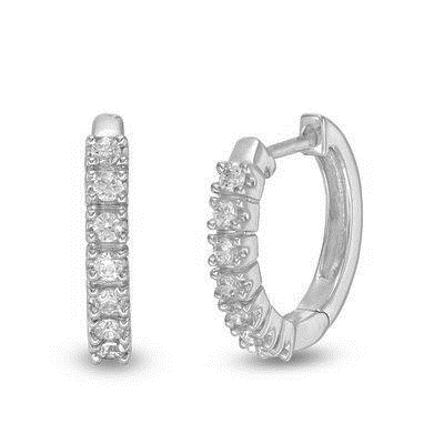 14k White Gold 1.00 Ct Diamond Huggie Earring