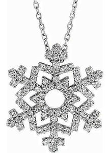 14k White Gold 0.42 Ct Diamond Snowflake Pendant