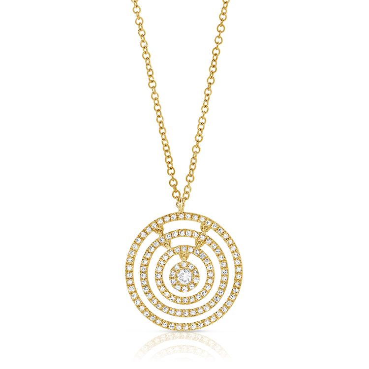 14k Yellow Gold 0.60 Ct Diamond Five Circle Necklace