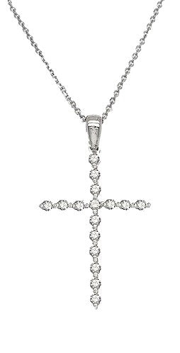 14k White Gold 0.49 Ct Diamond Cross Pendant