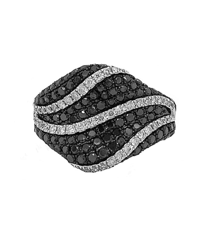 14k White Gold 1.12 Ct Black and 0.29 Ct White Diamond Ring