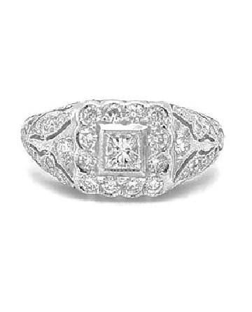 14k White Gold 0.72 Ct Diamond Cluster Ring