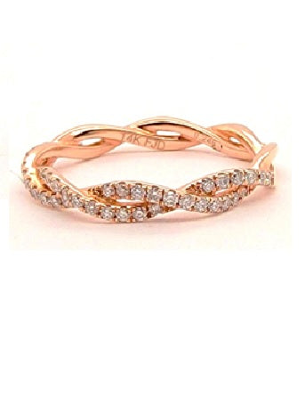 14k Rose Gold 0.25 Ct Diamond twist Band