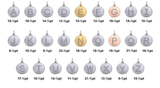 14k Diamond initials charm, Available in White, Rose and Yellow Gold