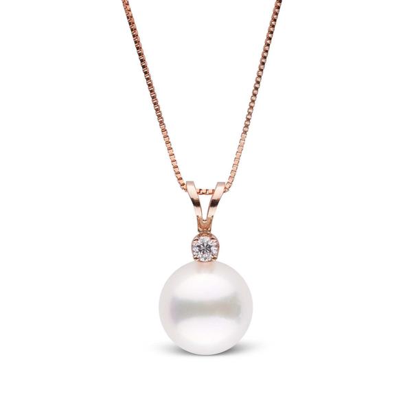 14k 6mm Culture Pearl, 0.03 Ct Diamond Pendant, Available in White and Yellow Gold