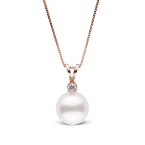 14k 6mm Culture Pearl, 0.03 Ct Diamond Pendant, Available in White and Yellow Gold