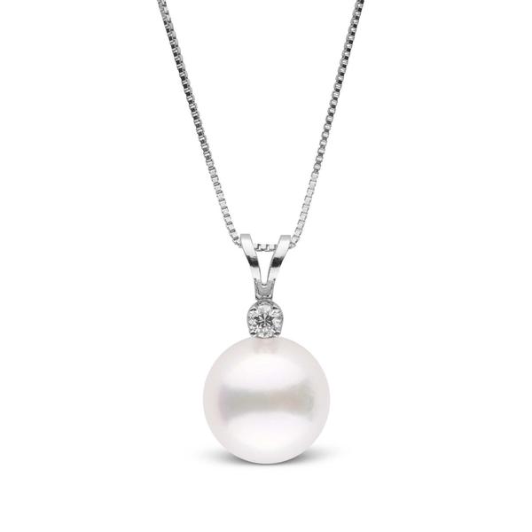 14k 6mm Culture Pearl, 0.03 Ct Diamond Pendant, Available in White and Yellow Gold