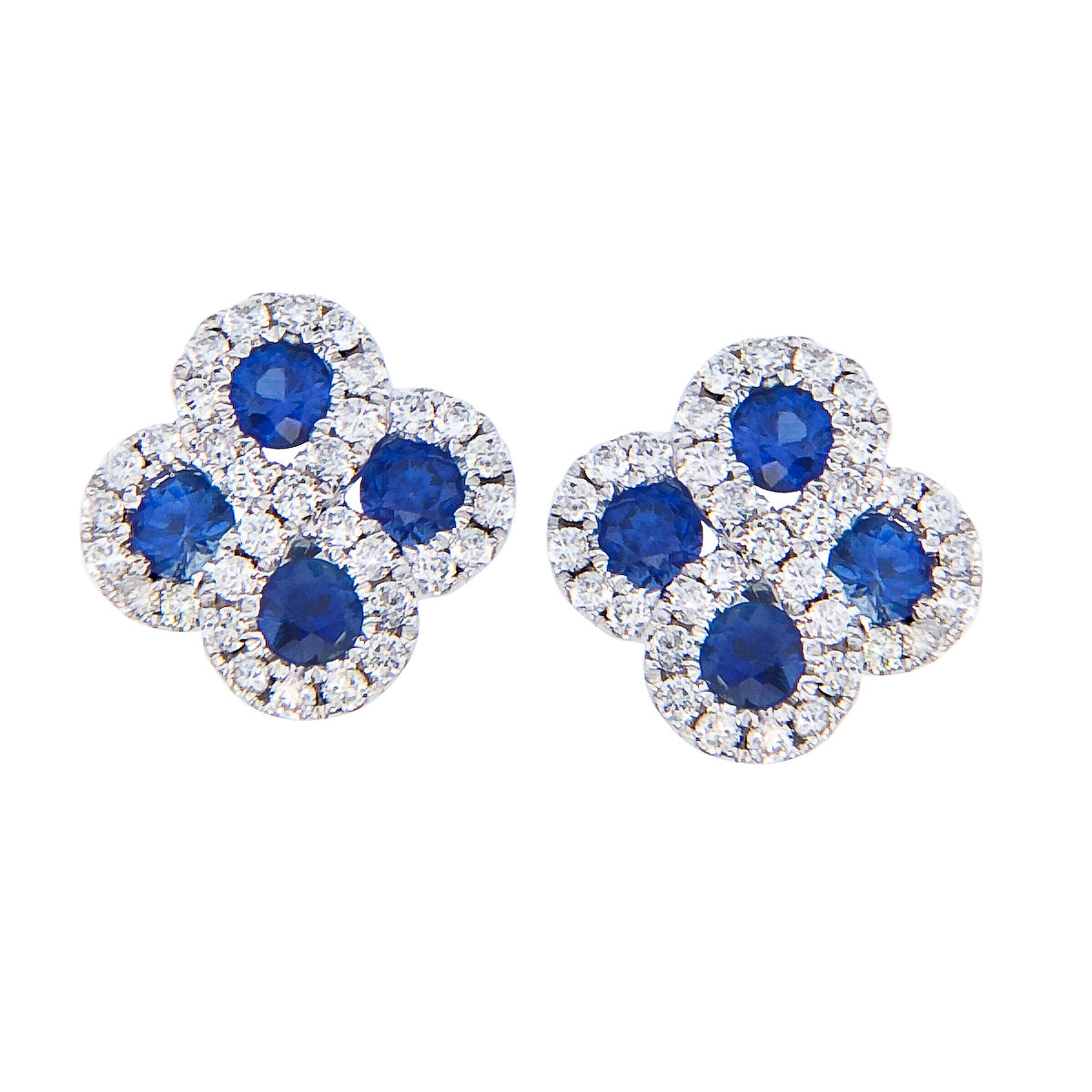 14k White Gold 0.60 Ct Sapphire, 0.26 Ct Diamond Earring