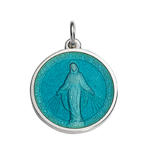 Sterling Silver Enamel Miraculous Round Medal