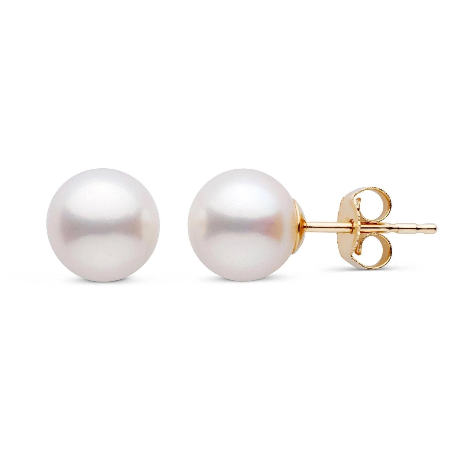 14k Gold 6mm Japanese Culture Pearl Stud Earring, Available in White and Yellow Gold