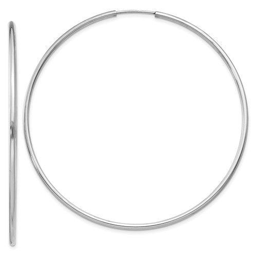 14k White Gold 2.4 Grams 1.5x56 mm Endless Hoop Earring