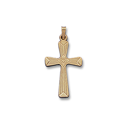 14k Yellow Gold 31.5 X 18.3 Solid MM Cross Charm