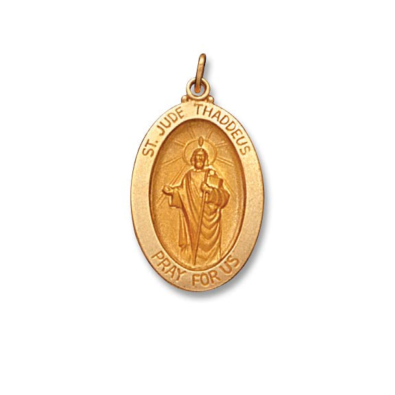 14k Yellow Gold 27.5 X 15.0 MM Solid St. Jude Medal