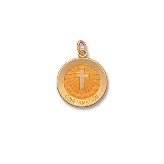 14k Yellow Gold 15.0 MM Solid Round Confirmation Medal