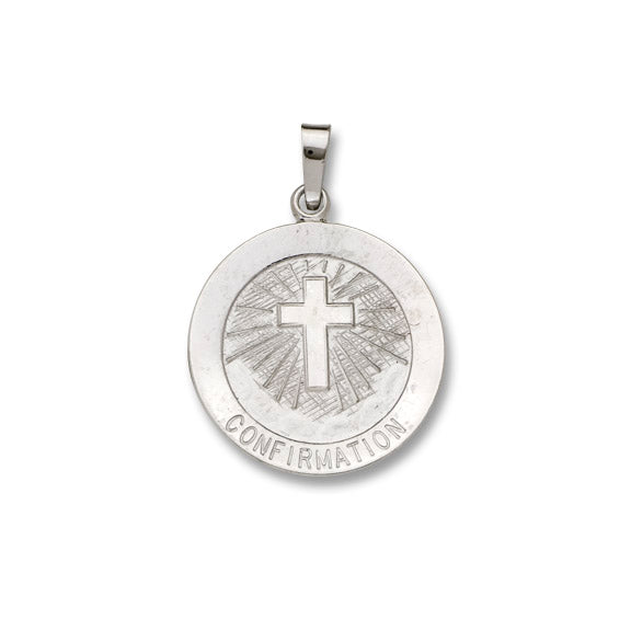 14k White Gold 18 MM Solid Confirmation Medal
