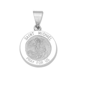 14k White Gold 15.0 MM St. Michael Medal