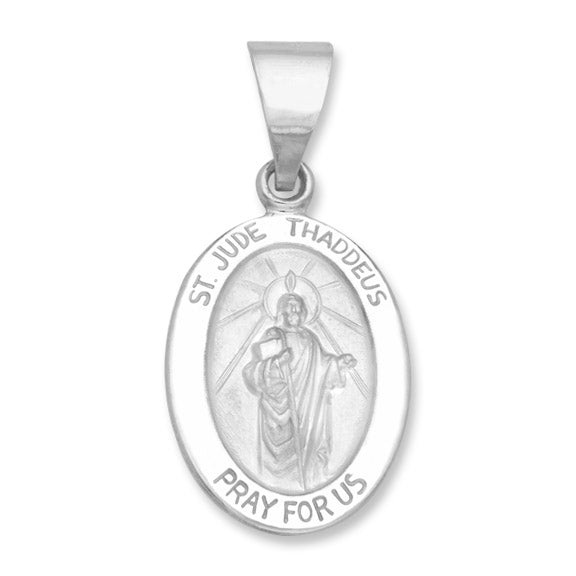 14k White Gold 17.0 X 10.0 MM St. Jude Thaddeus Medal