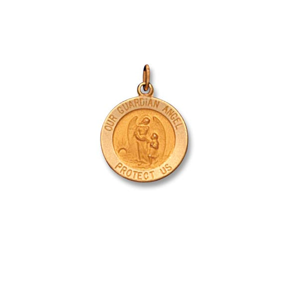 14k Yellow Gold 12.0 mm Guardian Angel Medal