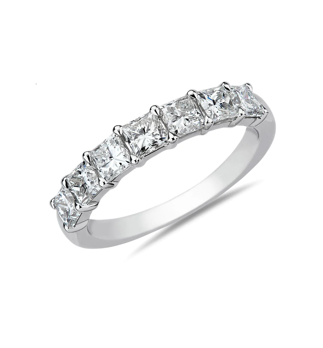 14k White Gold Seven Princess Cut 0.50Ct Diamond Band