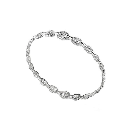 Judith Ripka Sterling Silver Rhodium Plated Graduated Link Stack Bracelet