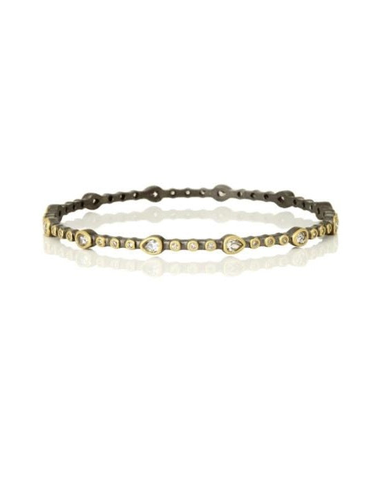Freida Rothman Sterling Silver black Rhodium and Gold plated Bangle