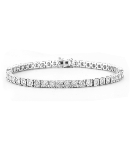 14k White Gold 3.00Ct Diamond Tennis Bracelet with Faceted Head