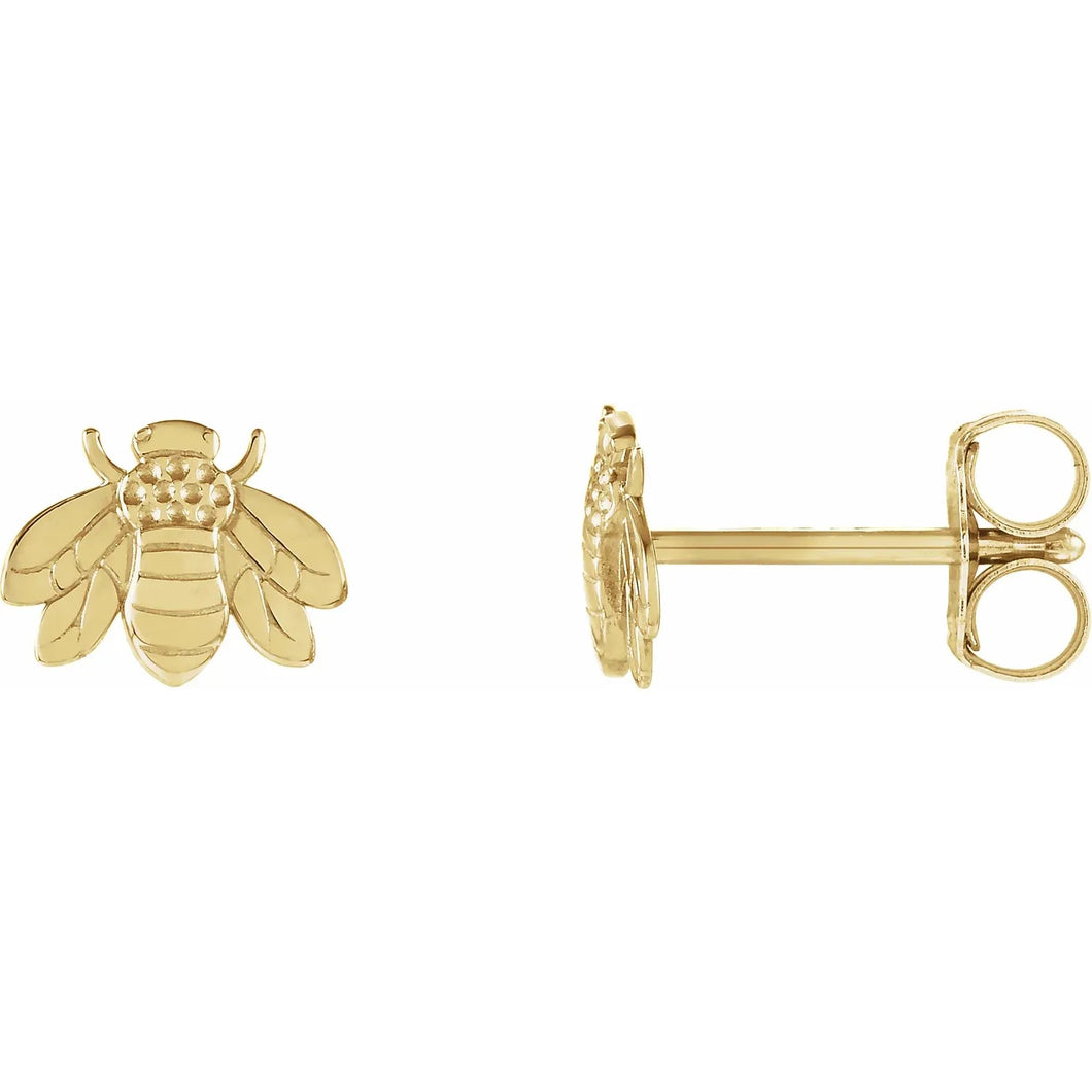 14k Yellow Gold 5.5*7.0 MM Bumblebee Stud Earring