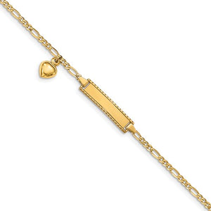 14k Yellow Gold 6" Baby ID Figaro Bracelet