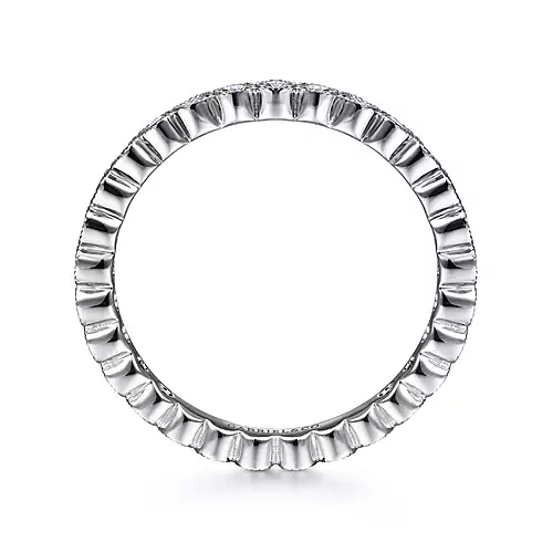 14k White Gold 0.32 Ct Diamond Bezel Set with Milgrain Border Band