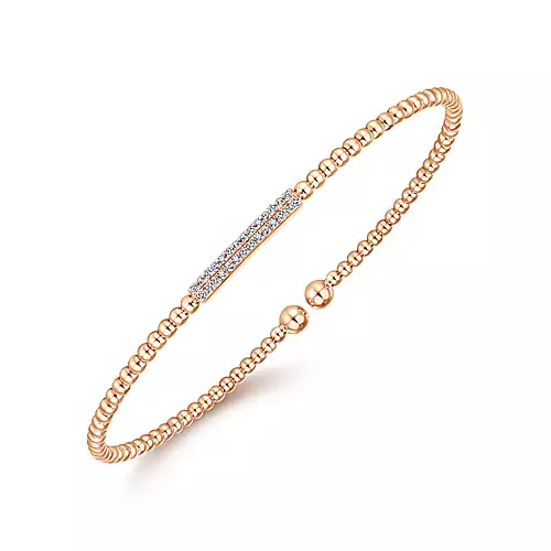 Gabriel 14k 0.13 Carat Diamond Bangle Bracelet, Available in White, Rose and Yellow Gold