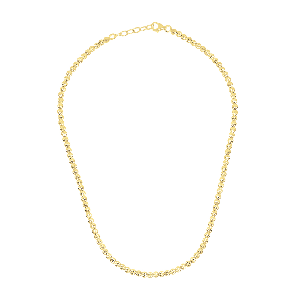 Sterling Silver 4MM Beaded Necklace, available in Rhodium Plate and Gold Plate