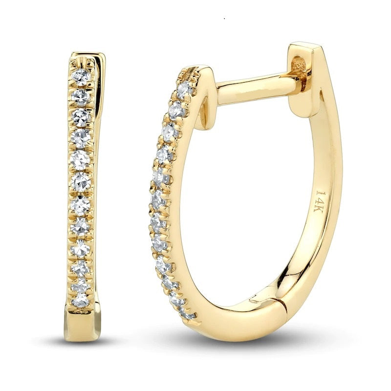 14k Yellow Gold 0.65Ct Diamond Oval Hoop Earring