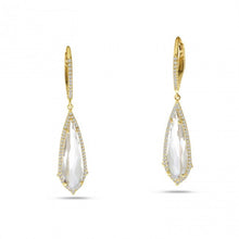 Load image into Gallery viewer, 14k Yellow Gold White Topaz, 0.35 Ct Diamond Dangle Earring
