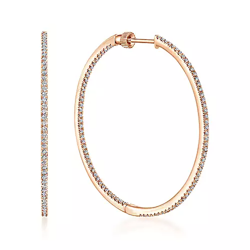 Gabriel 14K Gold 1.14 Carat Diamond Hoop Earring, Available in White, Rose and Yellow Gold