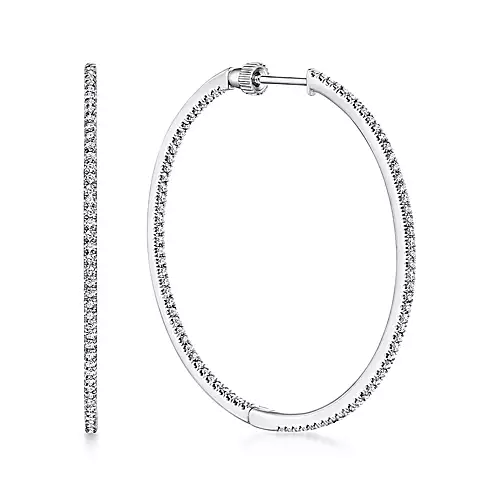 Gabriel 14K Gold 1.14 Carat Diamond Hoop Earring, Available in White, Rose and Yellow Gold