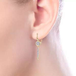 14k Yellow Gold 0.23 Ct Diamond Cluster Dangle Earring