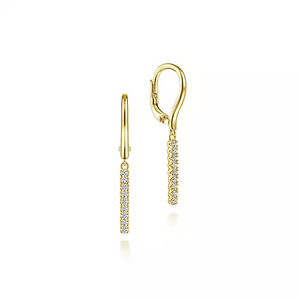 14k Gold 0.11Ct Diamond Dangle Earring, Available in White and Yellow Gold