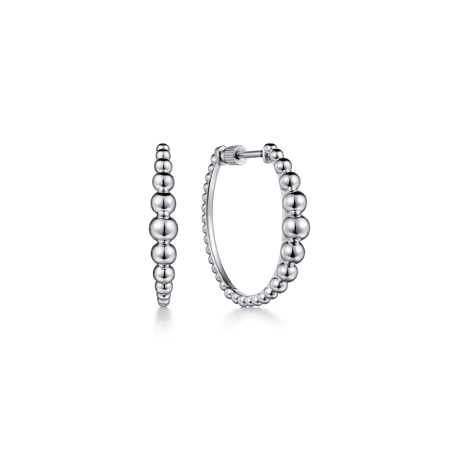 Gabriel Sterling Silver 25MM Beaded Classic Hoop Earrings