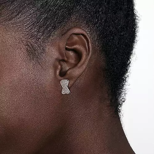 Gabriel Sterling Sliver Criss Cross Bujukan Bead Earrings