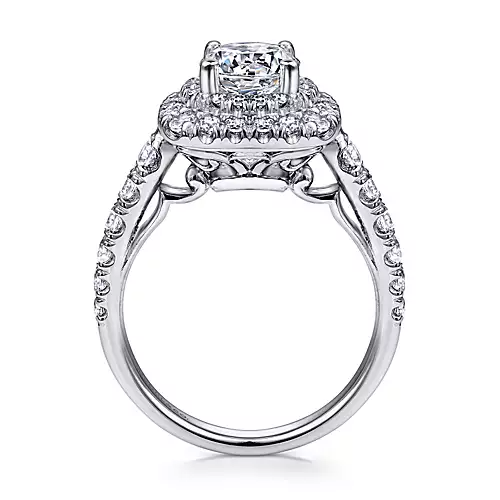 Gabriel 14k White Gold 0.81 Ct Diamond Semi Mount, with Cubic Zirconia Center