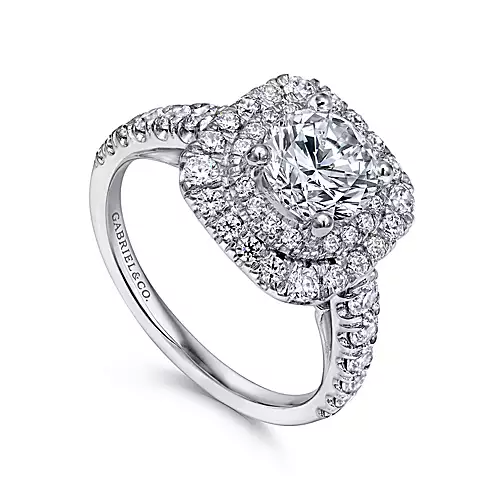 Gabriel 14k White Gold 0.81 Ct Diamond Semi Mount, with Cubic Zirconia Center