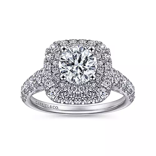Gabriel 14k White Gold 0.81 Ct Diamond Semi Mount, with Cubic Zirconia Center