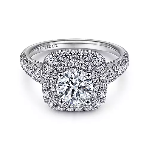 Gabriel 14k White Gold 0.81 Ct Diamond Semi Mount, with Cubic Zirconia Center